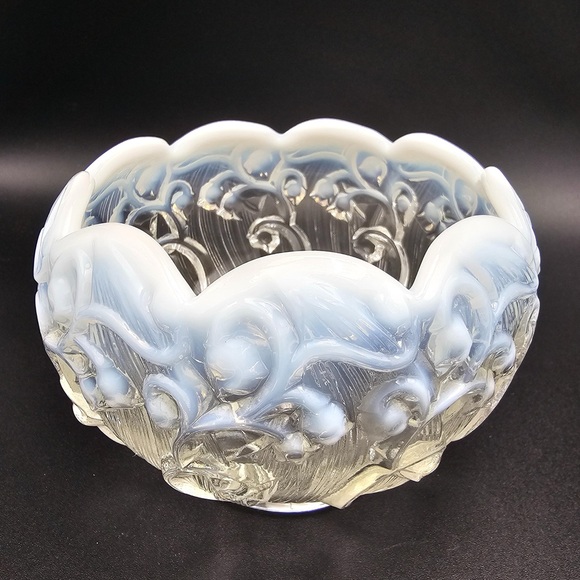 Fenton Other - Fenton Opalescent Lilly of the Valley Scalloped Glass Rose Bowl